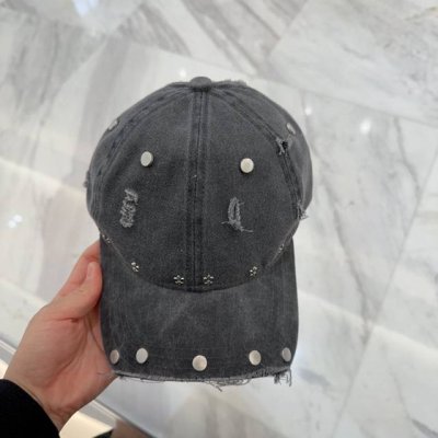 chrome Hearts 克罗心早春韩版时尚复古做旧破洞帽子磨损设计百搭棒球帽鸭舌帽