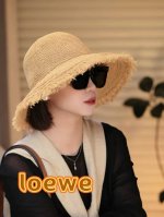 罗意威Loewe雪梨同款毛边白色渔夫帽女春夏天遮阳防晒度假旅行沙滩帽草帽