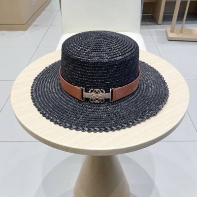 罗意威Loewe新款Chanel香奈儿草帽，平顶礼帽，日本支持制作，皮带 简约平顶优雅草帽女防晒海边度假遮阳帽 一款长在审美上的 平顶小礼帽， 造型满分 ，夏日