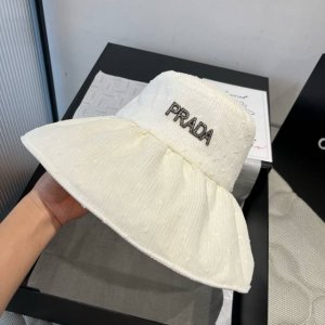 prada普拉达新款遮阳渔夫帽 防紫外线布帽 可折叠头围57Cm