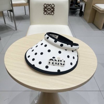 miumiu缪缪新款波点空顶遮阳帽，遮阳发箍
