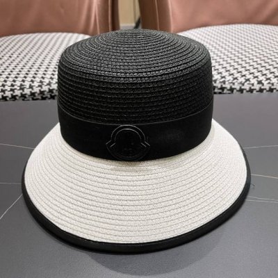 Moncler蒙口 夏季新款草帽 遮阳太阳帽 沙滩帽 百褶款太阳帽 头围57Cm