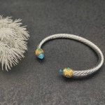 david Yurman 5Mm金头菱角蓝钻手镯。建议适合佩戴的手围15-20Cm 编号Dysz-182