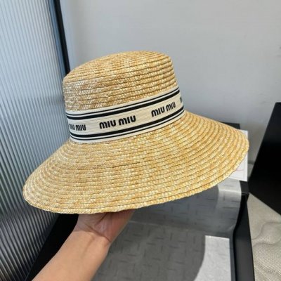 miumiu缪缪新款麦秆草盆帽 头围57Cm