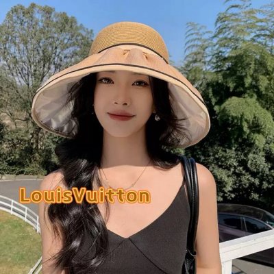 路易威登棒球帽 Louisvuitton2025时尚新款透气防晒夏季遮阳帽女韩版防紫外线大檐高品质渔夫帽