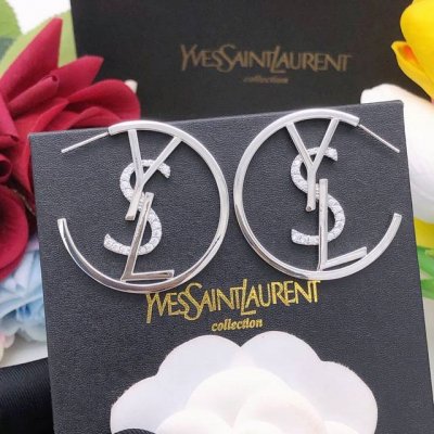 编号Yed0063银色 Ysl*最新款圆形耳勾 一致Zp黄铜材质