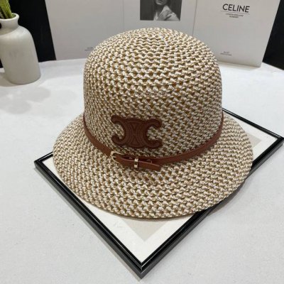 特价 配防尘袋 Celine赛琳 2025新款草编皮带沙滩帽草帽 度假休闲必备 优雅大方的一款