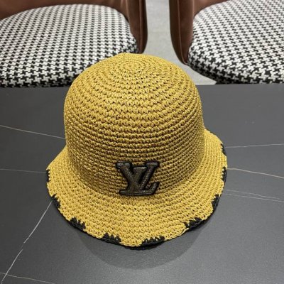 Lv路易威登 新款渔夫帽子女出游甜美百搭防晒流苏镂空遮阳草帽潮