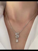 香奈儿 Chaneln 5号项链 S925纯银材质 高版本 电镀18K白金 原版Logo