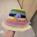 特 配防尘袋 Celine赛琳 2025新款彩虹拼色度假风草编渔夫帽草帽 出街必备超好搭配 赶紧入手