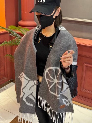 爱马仕巴黎时装展商务男士女士羊绒围巾代工厂P臻选上乘的超细羊绒纤维 进行纯手工精梳处理 耗时耗力 再以清泉水浸泡涤荡 使羊绒纤维呈现出独特的蓬松质感 手感才如此