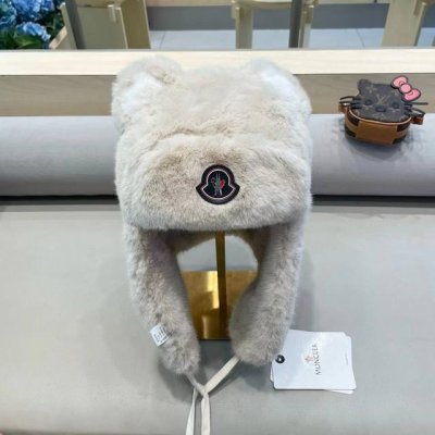 Moncler蒙口小熊毛绒帽子女款秋冬可爱熊猫雷锋帽冬季2024新款骑车保暖帽冬款