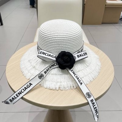 Balenciaga巴黎世家 2025新款蝴蝶结度假风草帽，旅行必备，超好搭配，赶紧入手！