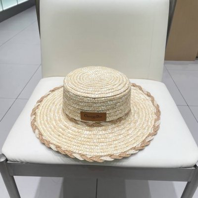 Dior迪奥25新款草帽，麦杆草拼接，头围57Cm，超级名媛气质，