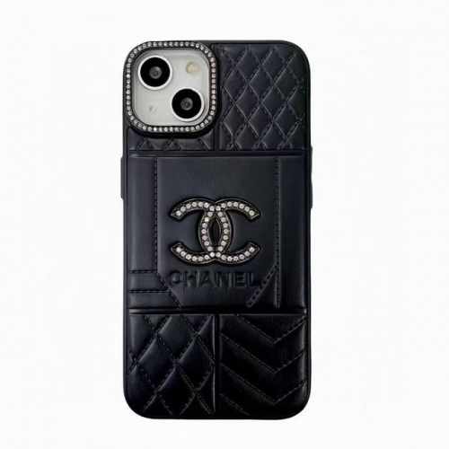 Iphone16系列更新 Chanel香奈儿限定款菱格压花手机壳、闪钻镜头高位保护，侧面皮质全包 时尚奢华 型号：为了不出现报错型号，请打开本机查看手机设置显示