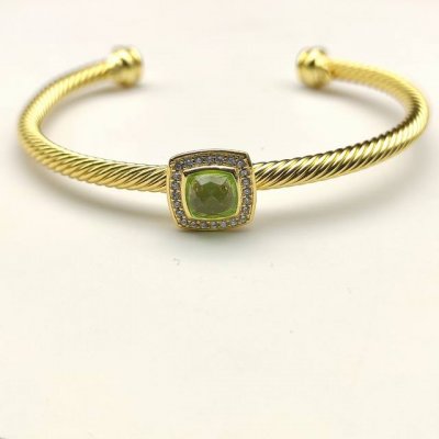 David Yurman 4Mm黄金色四方钻纽线手镯 紫、红、蓝、黑、黄、香槟、绿、白玛瑙、白钻九种款式。建议适合佩戴的手围15-20Cm 编号Dysz-191