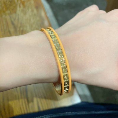 小红书推荐爆款小香新款双C字母雕刻Logo桔黄色手镯香奈儿Chanel高品质彩色手镯超重工Bling Bling 颜色搭配得非常好高级感 女神气质高端 精钢材质