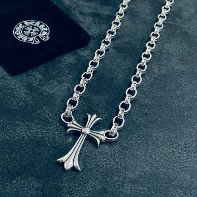 Chrome Hearts 克罗心十字架吊坠 连体字母项链 进口对版工艺 纯手工打造 ～正品开模潮流时尚必备 男女均可佩戴 情侣款同款 摇滚朋克泰银风格 复古元