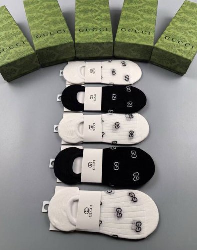 特 Gucci 古奇G家新品女款隐形袜子 一盒五双 提花经典标志，纯棉材质，超舒适超美腻大牌出街，潮人必备超好搭