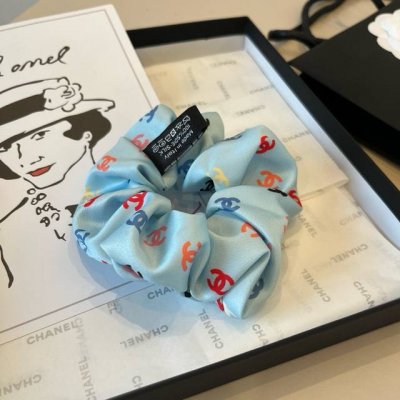 Chanel香奈儿发圈，绸缎面料，蓝 粉 黑