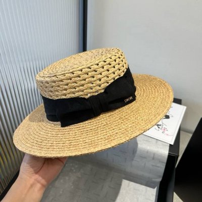 dior迪奥新款拉菲草平顶帽 高级定制 时尚最佳搭配 头围57Cm