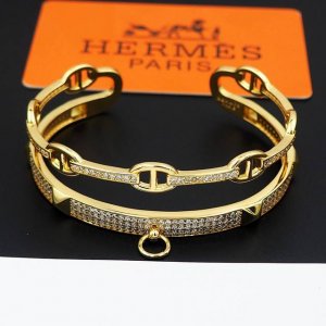 Hermes 爱马仕猪鼻子柳丁满钻半圈手镯Xb758