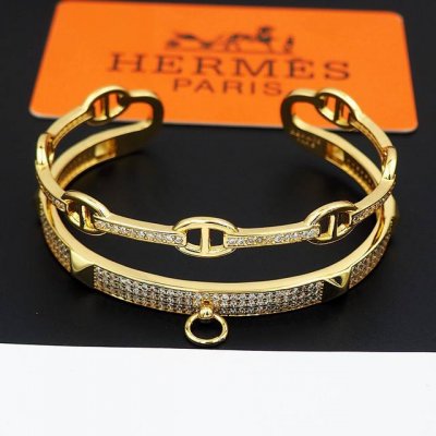 Hermes 爱马仕猪鼻子柳丁满钻半圈手镯Xb758