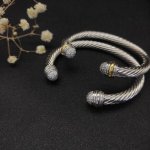 david Yurman 7Mm金色带钻半边钻手镯。分色、银色两款 建议适合佩戴的手围15-20Cm 编号Dysz-111 、编号Dysz-112