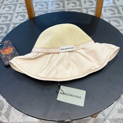 巴黎世家Balenclaga渔夫帽子女夏季遮阳彩胶防紫外线防晒帽大帽檐显脸小蝴蝶结太阳帽