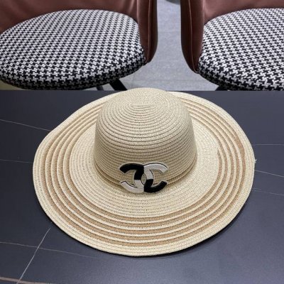 Chanel香奈儿 新款草帽包包两件套创意条纹单肩草编包包夏季大容量百搭海边编织托 特包通用款女包全