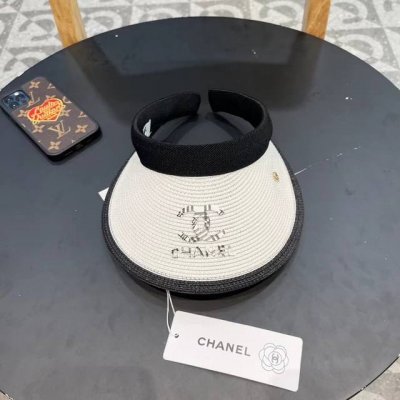 香耐儿Chanel帽子女夏季草帽遮阳沙滩出游遮脸防紫外线空顶帽大帽檐防晒太阳帽
