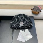 Moncler精致时尚蝴蝶纱毛线帽子女冬天加厚保暖显脸小包头混色针织帽防寒