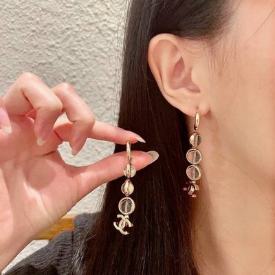 香奈儿透明珠双C耳环