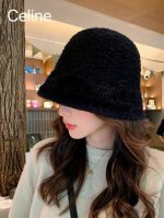 赛琳Celine羊羔绒双面可戴渔夫帽女秋冬保暖时尚盆帽兔毛显脸小水桶帽