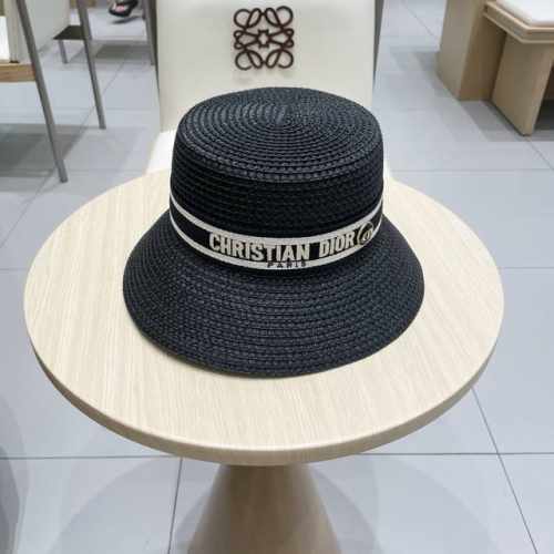 Dior迪奥新款盆帽，名媛风草帽，台湾pp草制作，头围57Cm