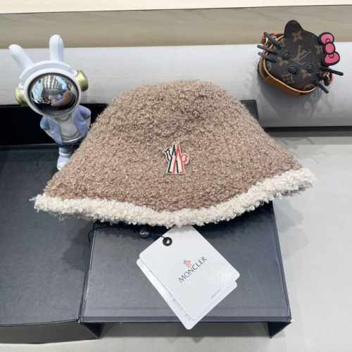 蒙口moncler2024新款羊羔毛渔夫帽女秋冬加厚保暖水桶帽百搭针织护耳帽子盆帽