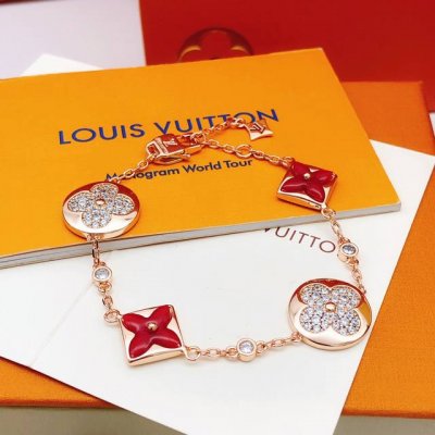 编号Lsl0163 Lv*最新款玫瑰金色红色 红贝母手链 一致Zp黄铜材质