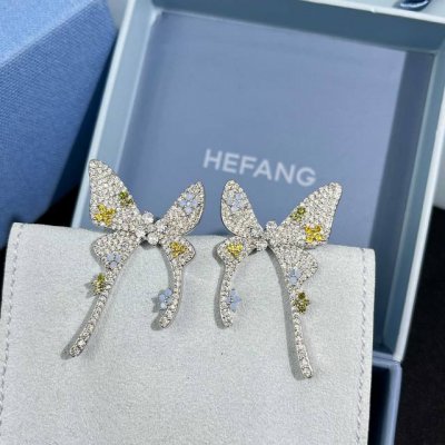 新品Hefang何方蝴蝶花花耳钉。