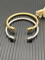 David Yurman 4Mm双头三柱手镯。有金色和银色两款 编号Dysz-321-322