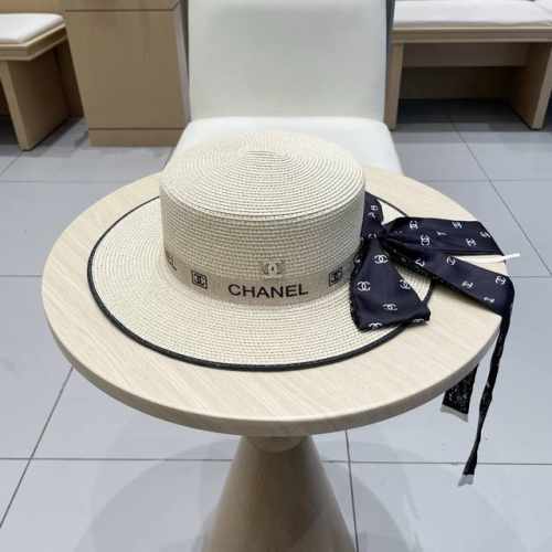 Chanel香奈儿 2025新款小香风平顶帽草帽，出街旅行单品