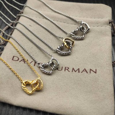 david Yurman 双心镶钻项链 链条粗1.5Mm 长度45+5Cm延迟链 编号Dyxl-169-170