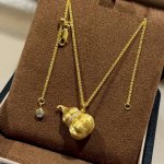 a5988 古法黄金工艺 拉丝排钻 葫芦 项链 葫芦自古就有“福禄吉祥”的寓意 高端 925银精工 镶嵌5A高碳钻 修饰脸型，很气质，超级推荐 质感十足 电镀厚