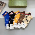 配包装 一盒5双 gucci 古奇 新款船袜袜子 纯棉面料 火爆图案 专柜同步中短筒袜子 大牌出街 潮人必备超好搭