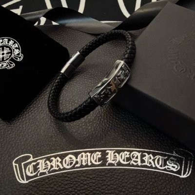 Chrome He Rts 克罗心十字架皮绳手链～正品开模 对版刻字 原版Logo潮流时尚必备 男女均可佩戴 情侣款同款 摇滚朋克泰银风格 复古元素 潮流百搭