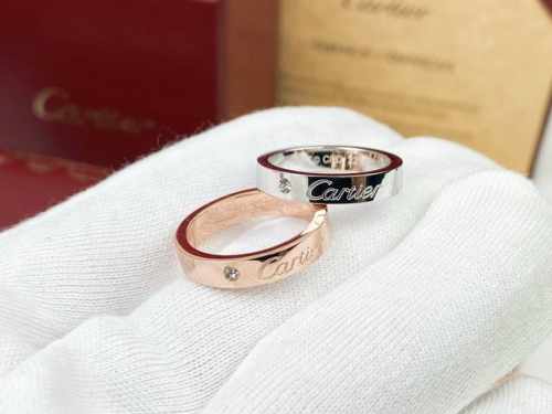 cartier 卡地亚 字母Logo单钻戒指经典专柜Logo款 #6789码#玫瑰金 白金