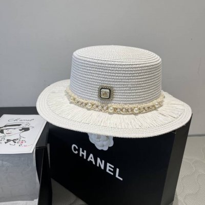 chanel香奈儿新款平顶草帽 头围57Cm