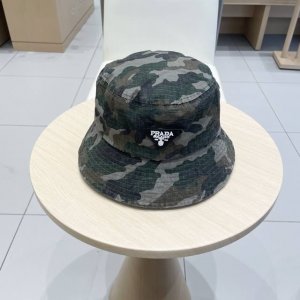 prada普拉达 男女军绿迷彩盆帽户外登山防晒遮阳渔夫帽
