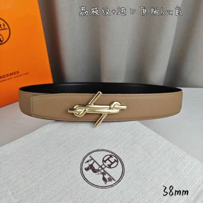Hermè 爱马仕 双头尖 顶级品质 进口荔枝纹搭配黑色平纹 寸半38Mm 配H官网新款金 银 黑扣 顶级