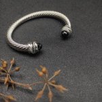 David Yurman 7Mm旋转头黑钻头手镯 建议适合佩戴的手围16-20Cm 编号Dysz-094
