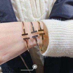 V金镀咪金 Cnc对版 光金空心管 空心管底下无孔 最高版本 Tiffany蒂芙尼双T光面手镯电镀双层厚金！真金质感！！做了银色，玫瑰金，黄金 开口手镯均码可调